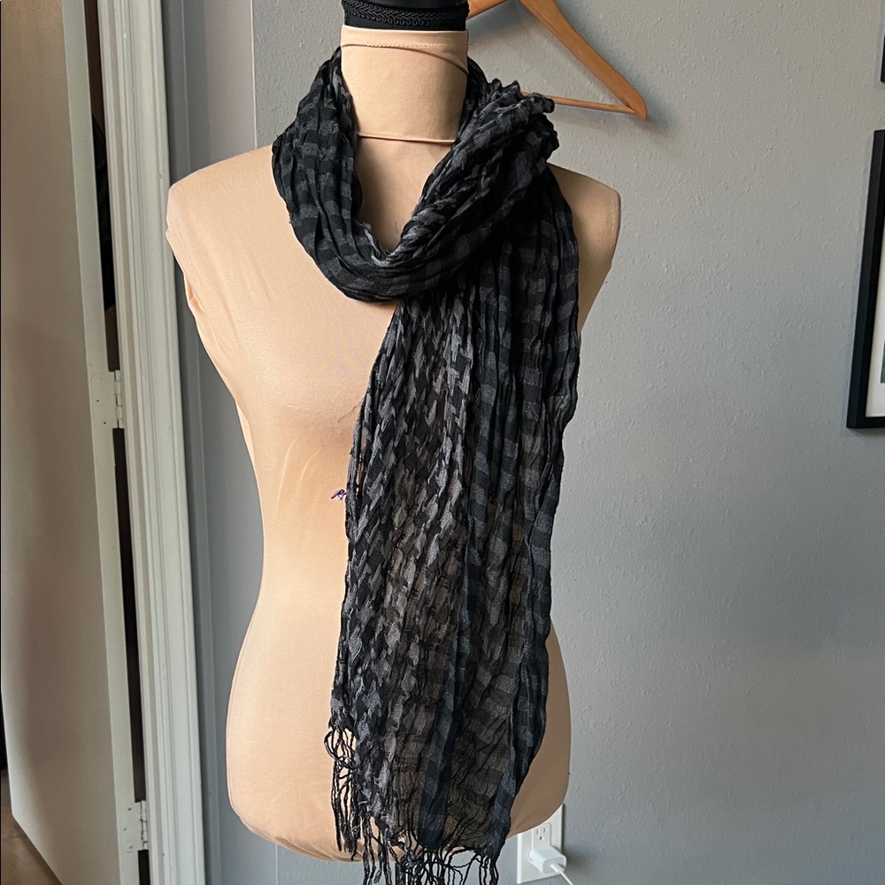 Black and Gray Checkered Scarf